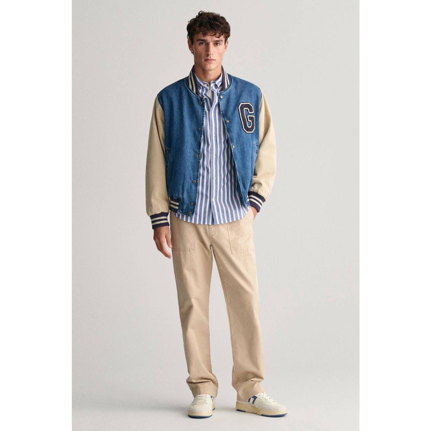 GANT gestreept regular fit overhemd REG WIDE college blue