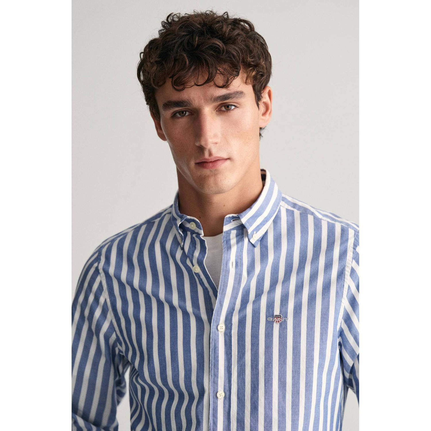 GANT gestreept regular fit overhemd REG WIDE college blue