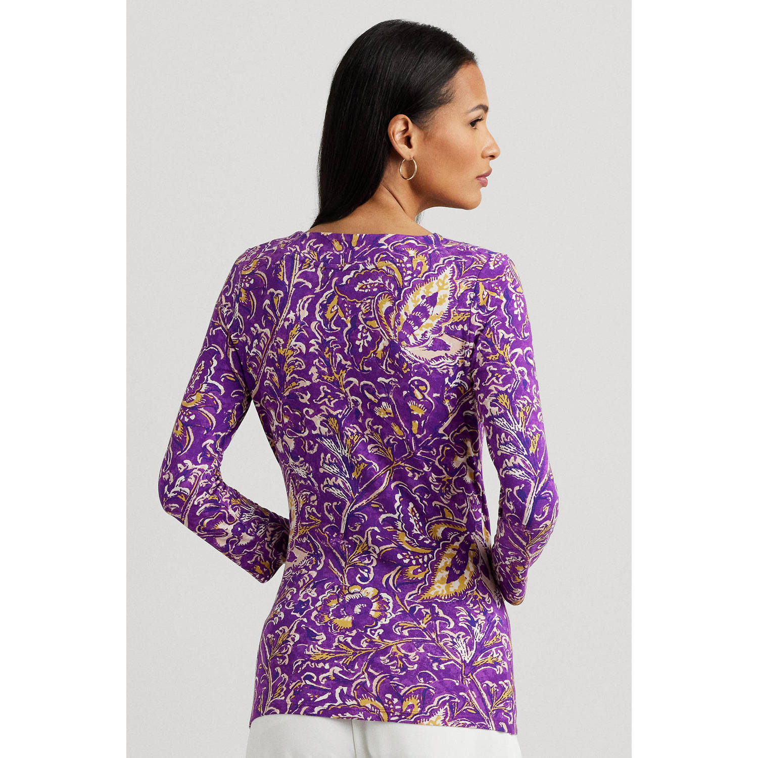 Lauren Ralph Lauren overslag top met paisleyprint en overslag detail paars