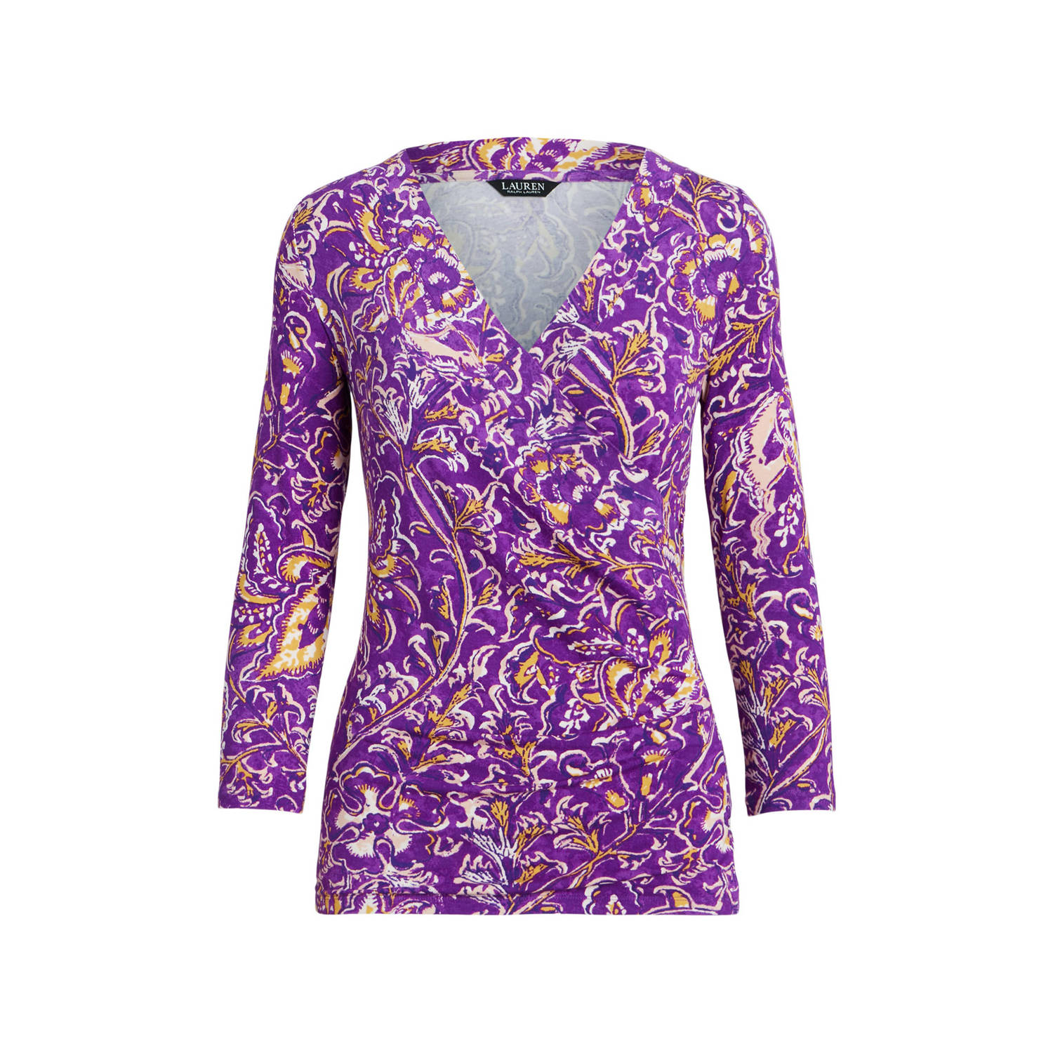 Lauren Ralph Lauren overslag top met paisleyprint en overslag detail paars