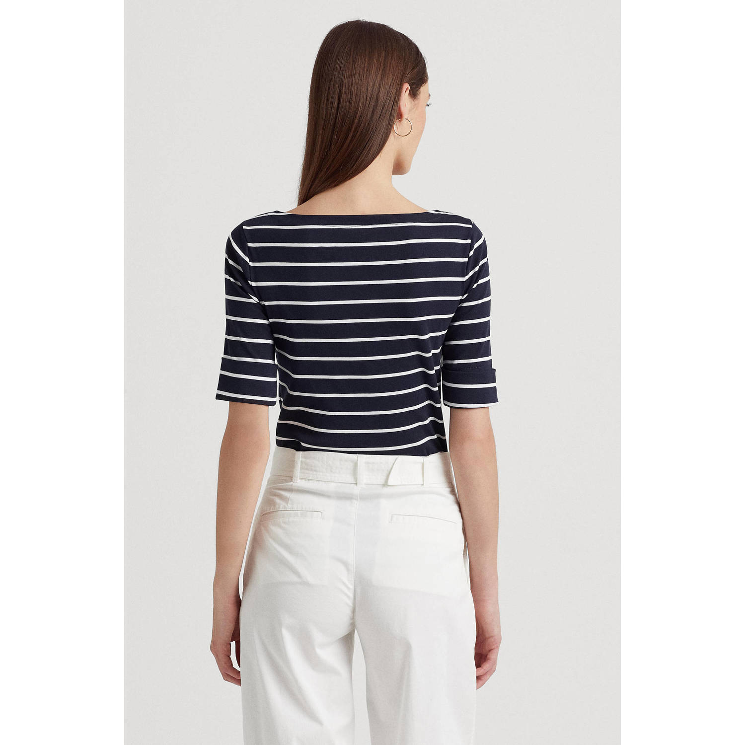 Lauren Ralph Lauren gestreepte top donkerblauw