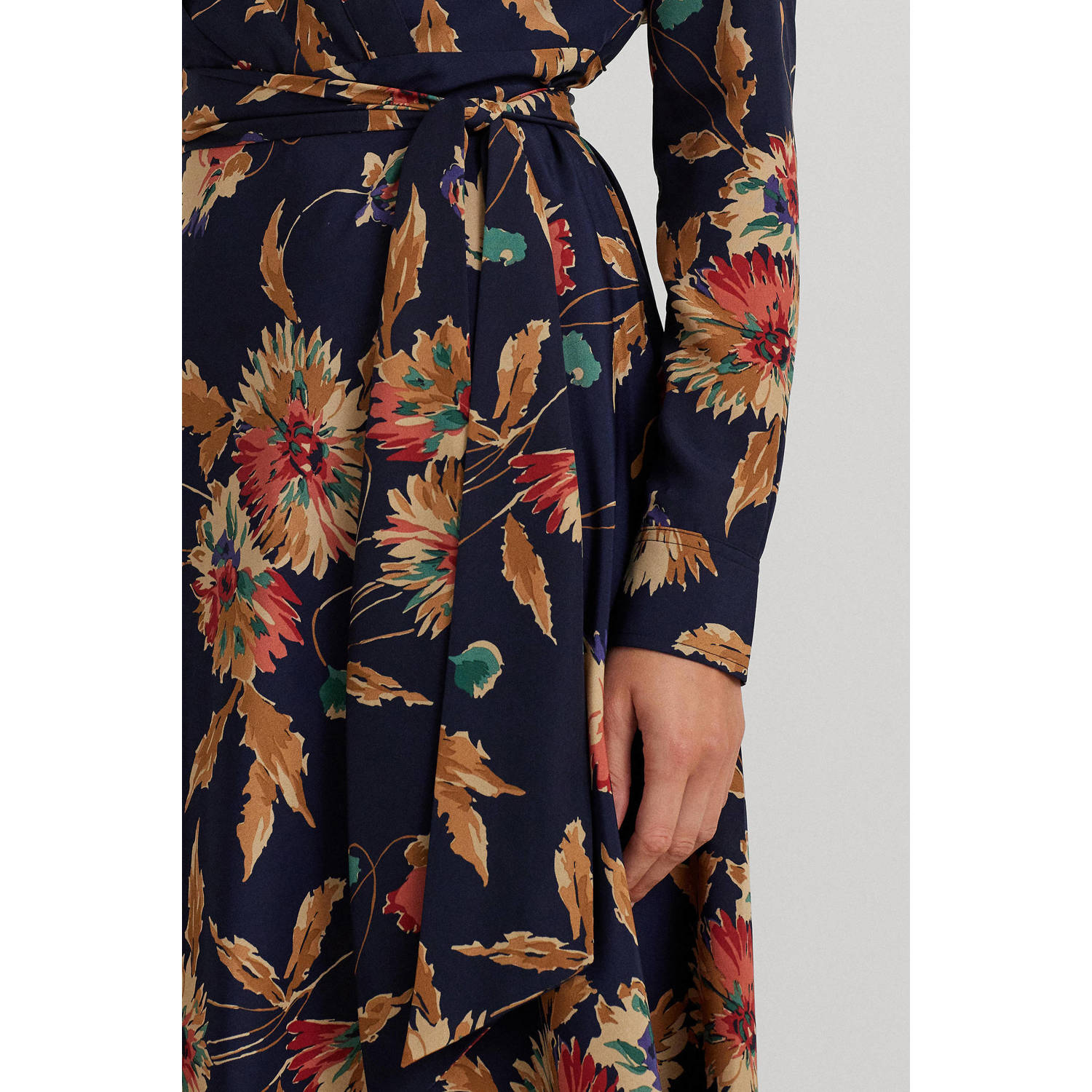 Lauren Ralph Lauren gebloemde wikkeljurk donkerblauw
