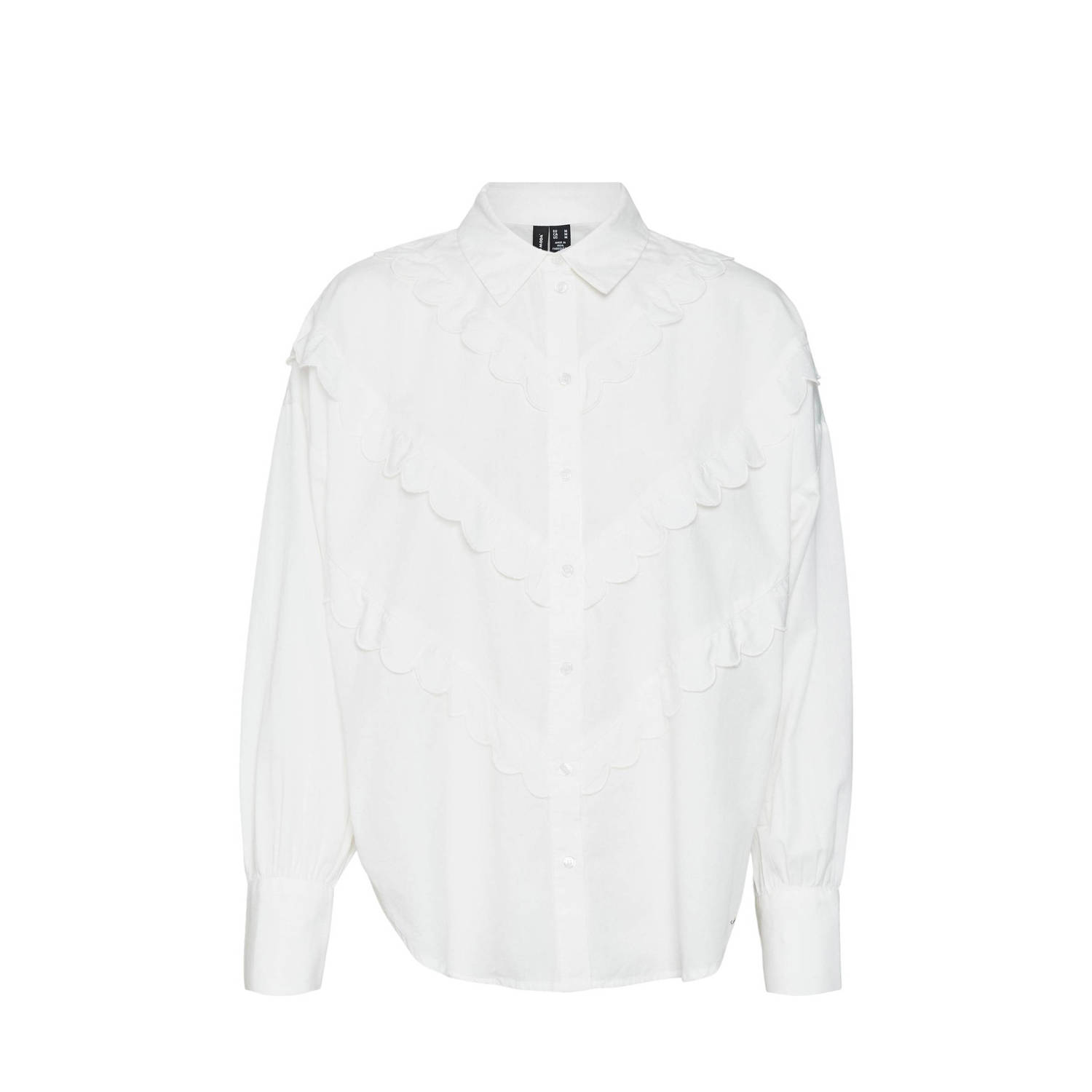 VERO MODA VMBEATE blouse met ruches wit