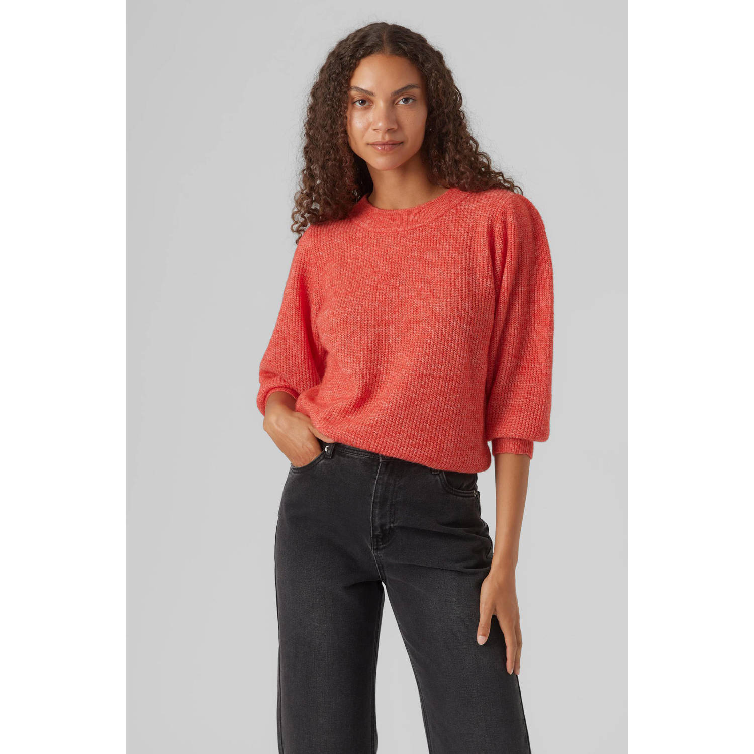 VERO MODA VMVIGGA gebreide top van gerecycled polyester oranje