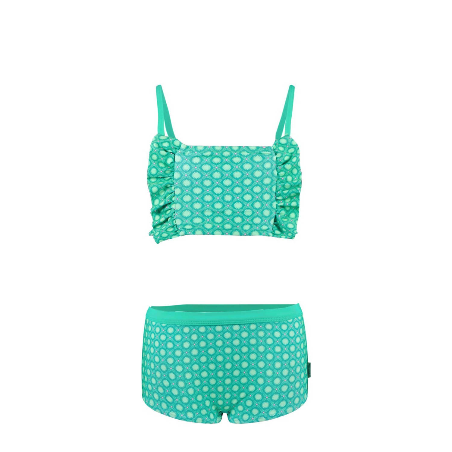 B.Nosy crop bikini met ruches turquoise Blauw Meisjes Gerecycled polyester 122 128