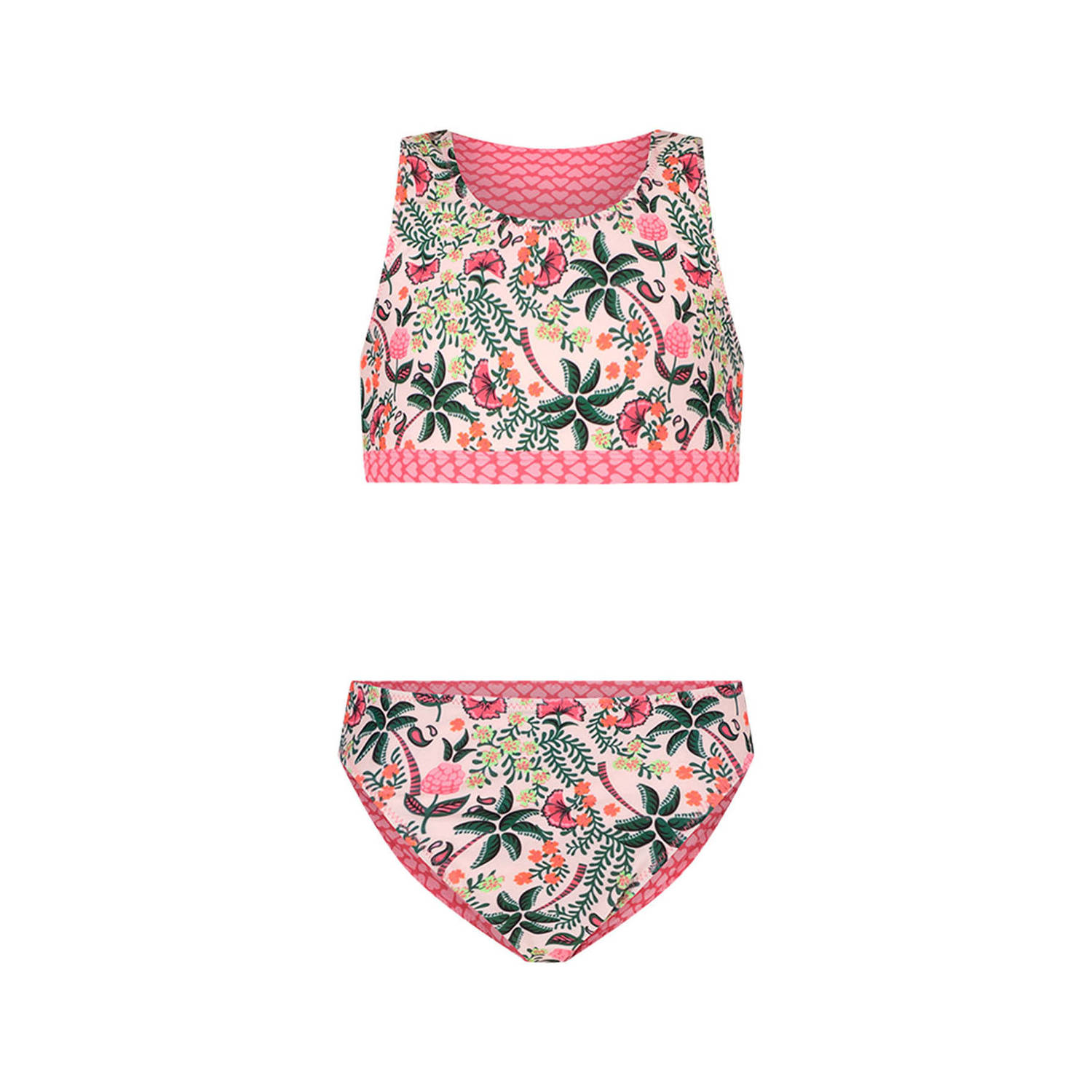 Just Beach reversible crop bikini roze groen