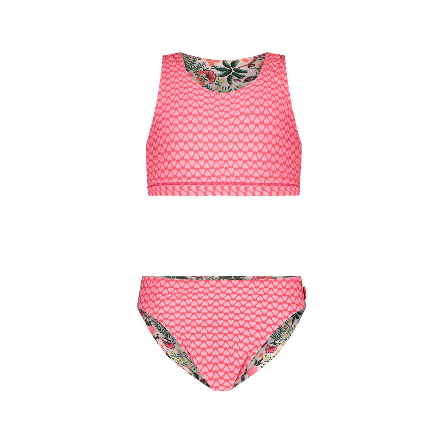 Just Beach reversible crop bikini roze groen