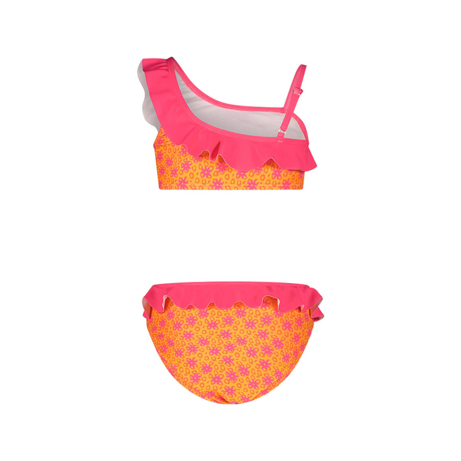 Just Beach crop bikini met ruches oranje roze