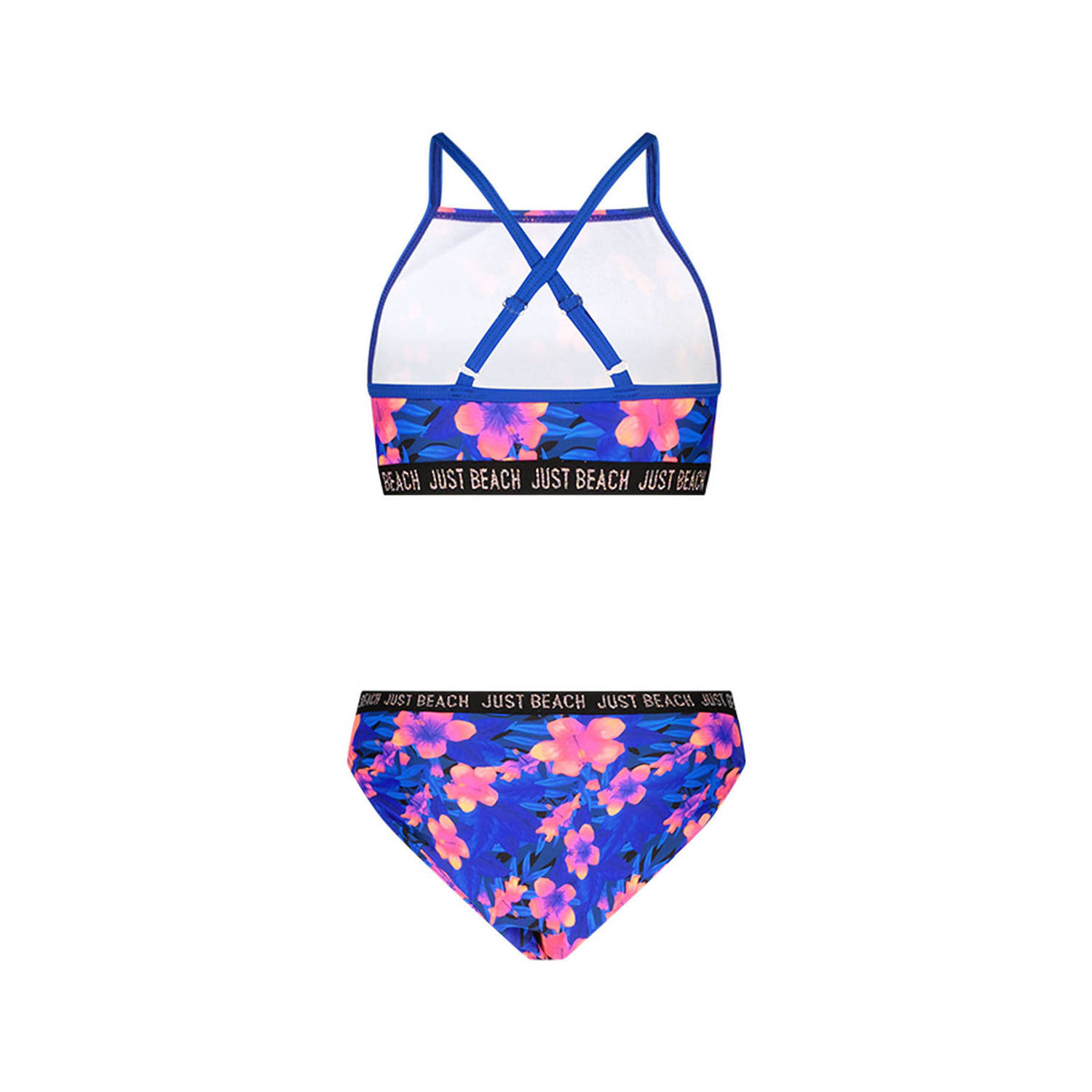Just Beach crop bikini blauw roze