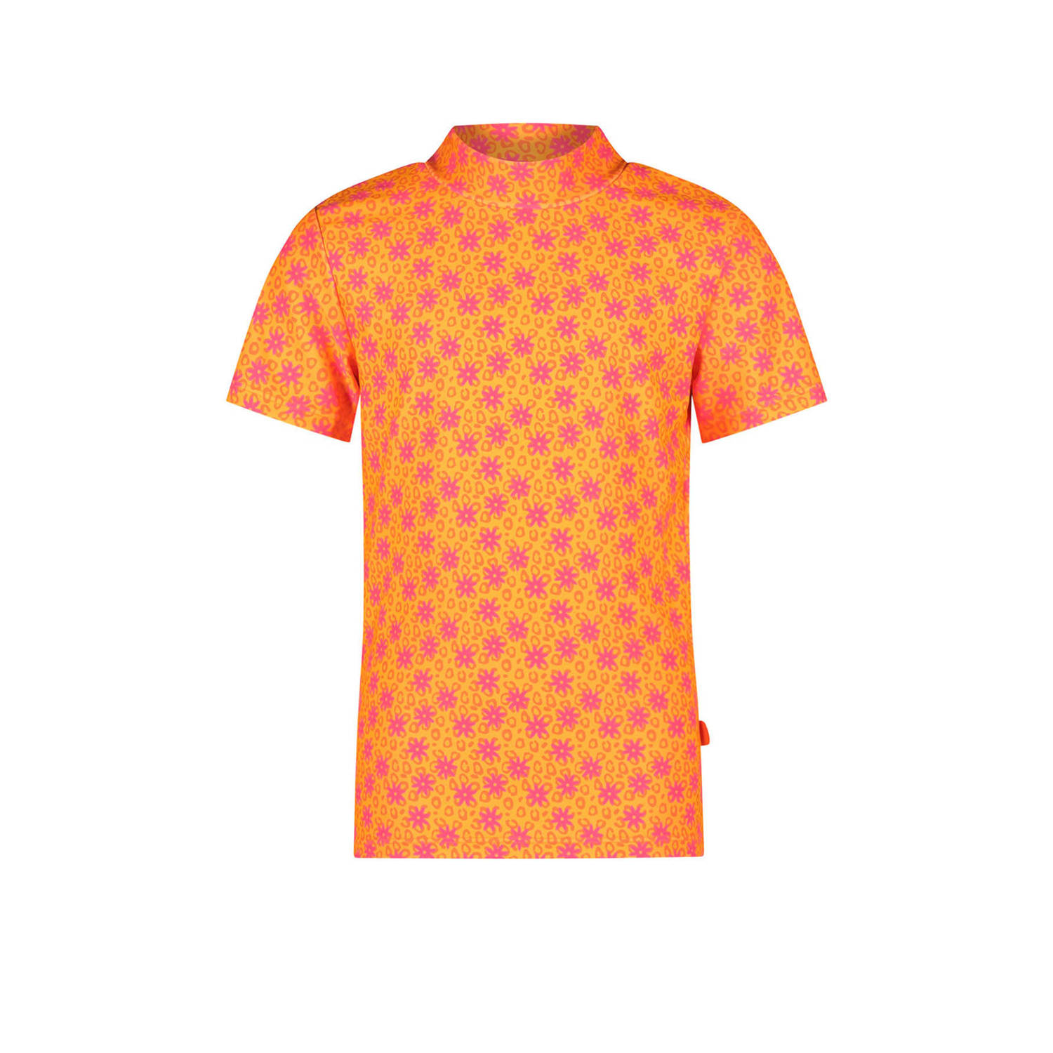 Just Beach UV T-shirt oranje roze UV shirt Meisjes Polyester Opstaande kraag 134 140