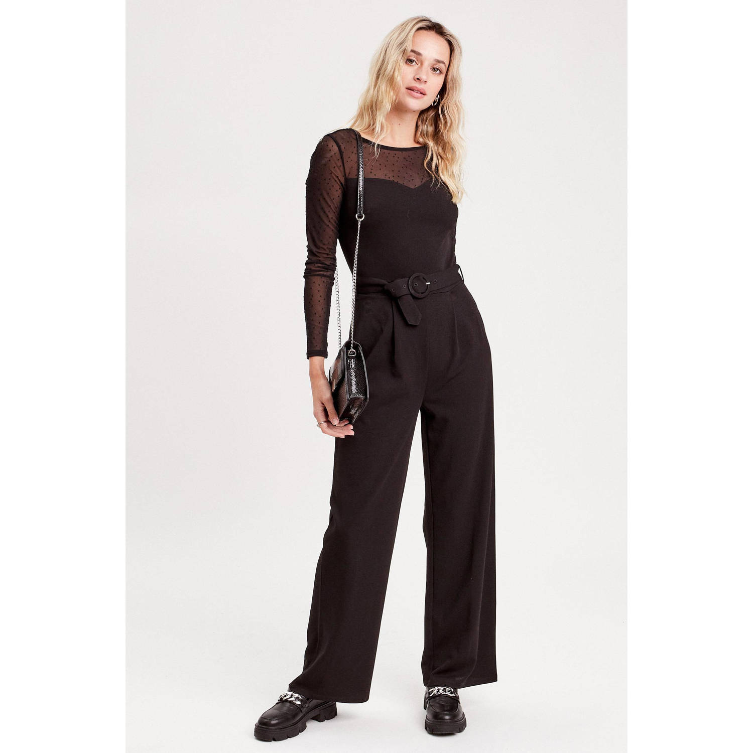 Cache jumpsuit met stippen zwart