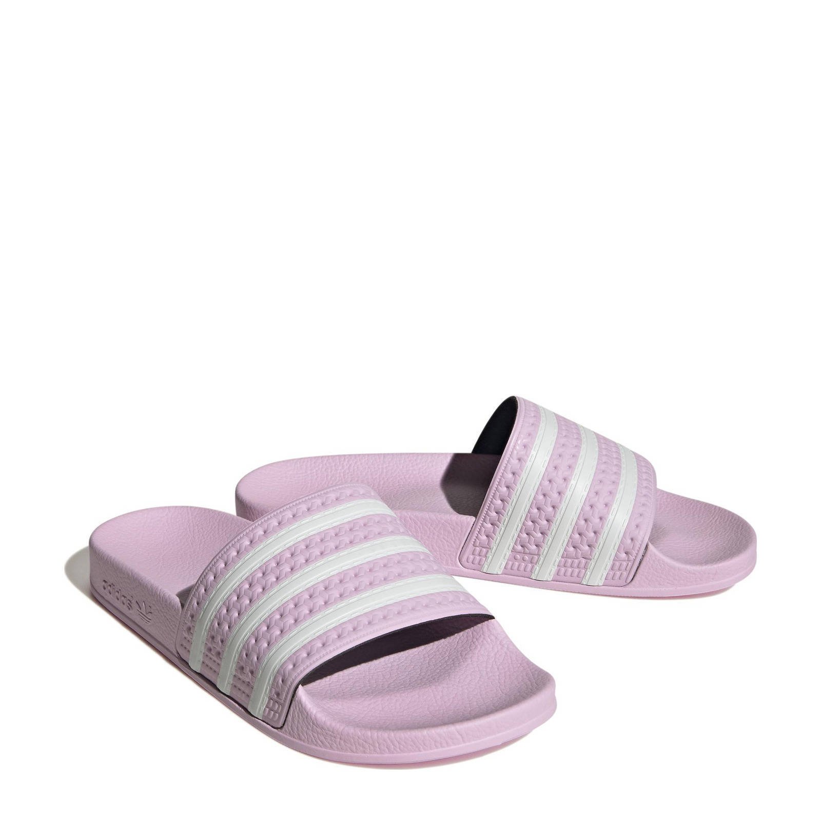 adidas Originals Adilette badslippers roze wit wehkamp