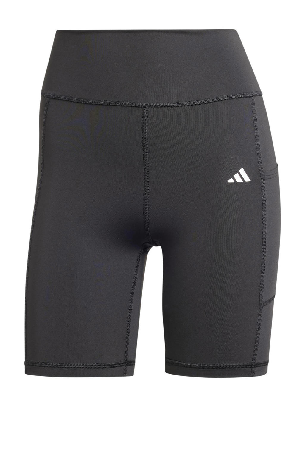 Zwarte dames adidas Performance sportshort van polyester met slim fit, high waist en effen
