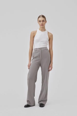 high waist straight fit pantalon grijs