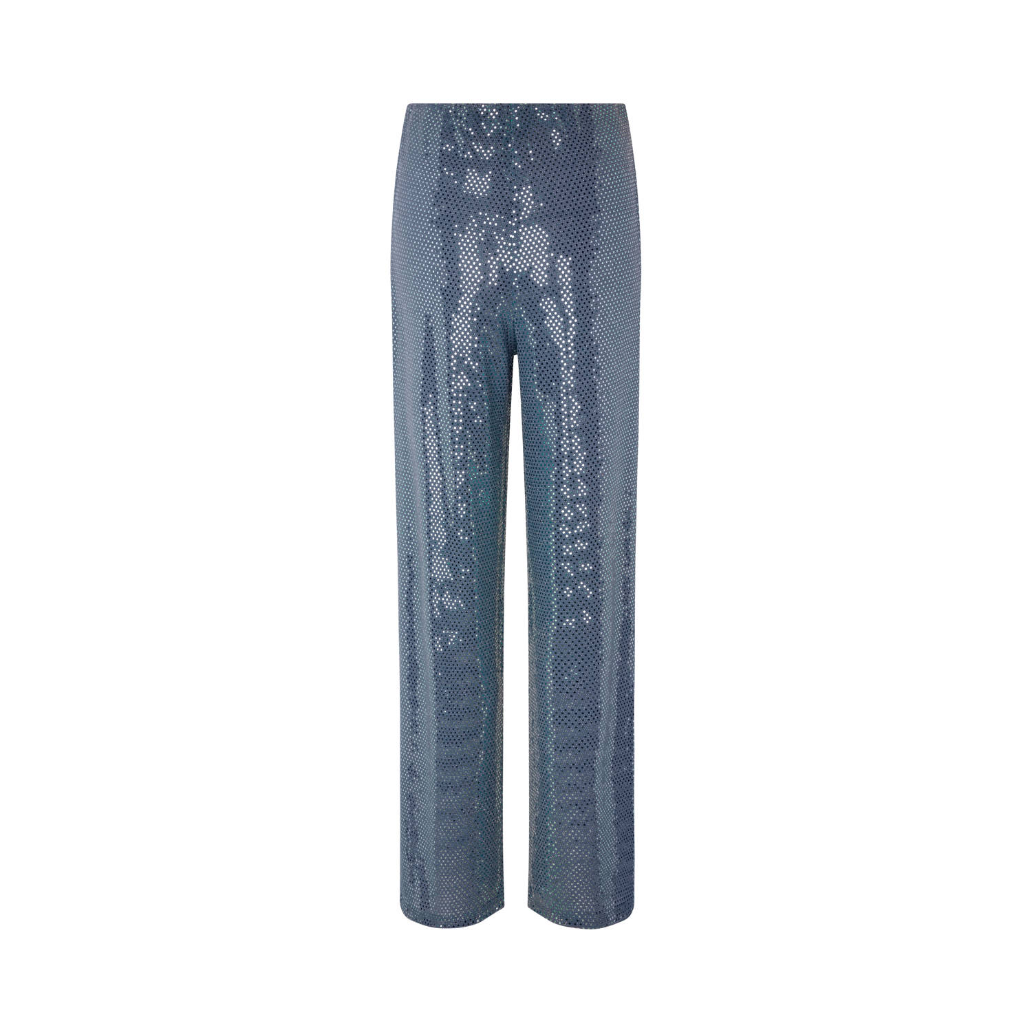 Modström high waist straight fit pantalon met pailletten grijsblauw