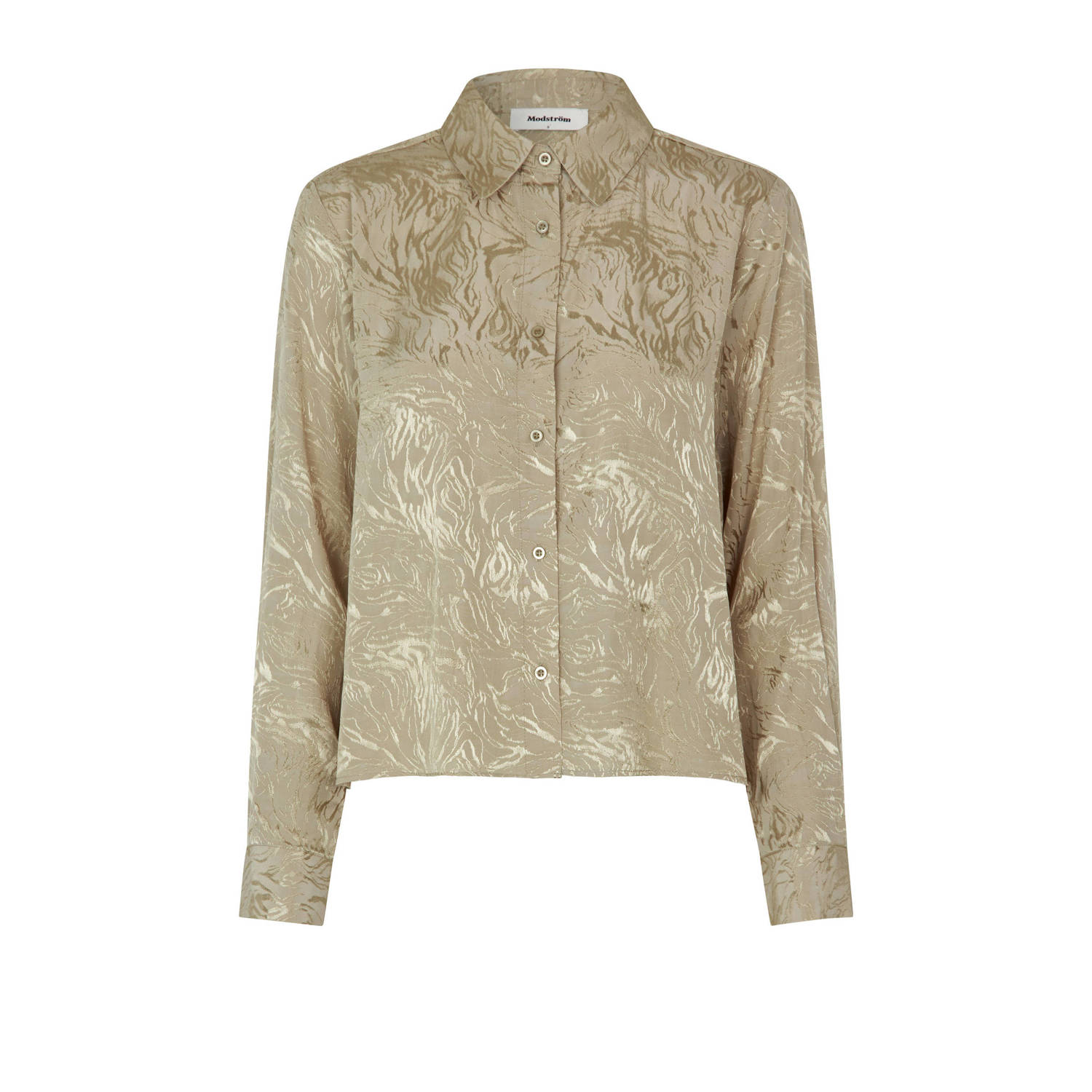 Modström blouse met all over print beige goud