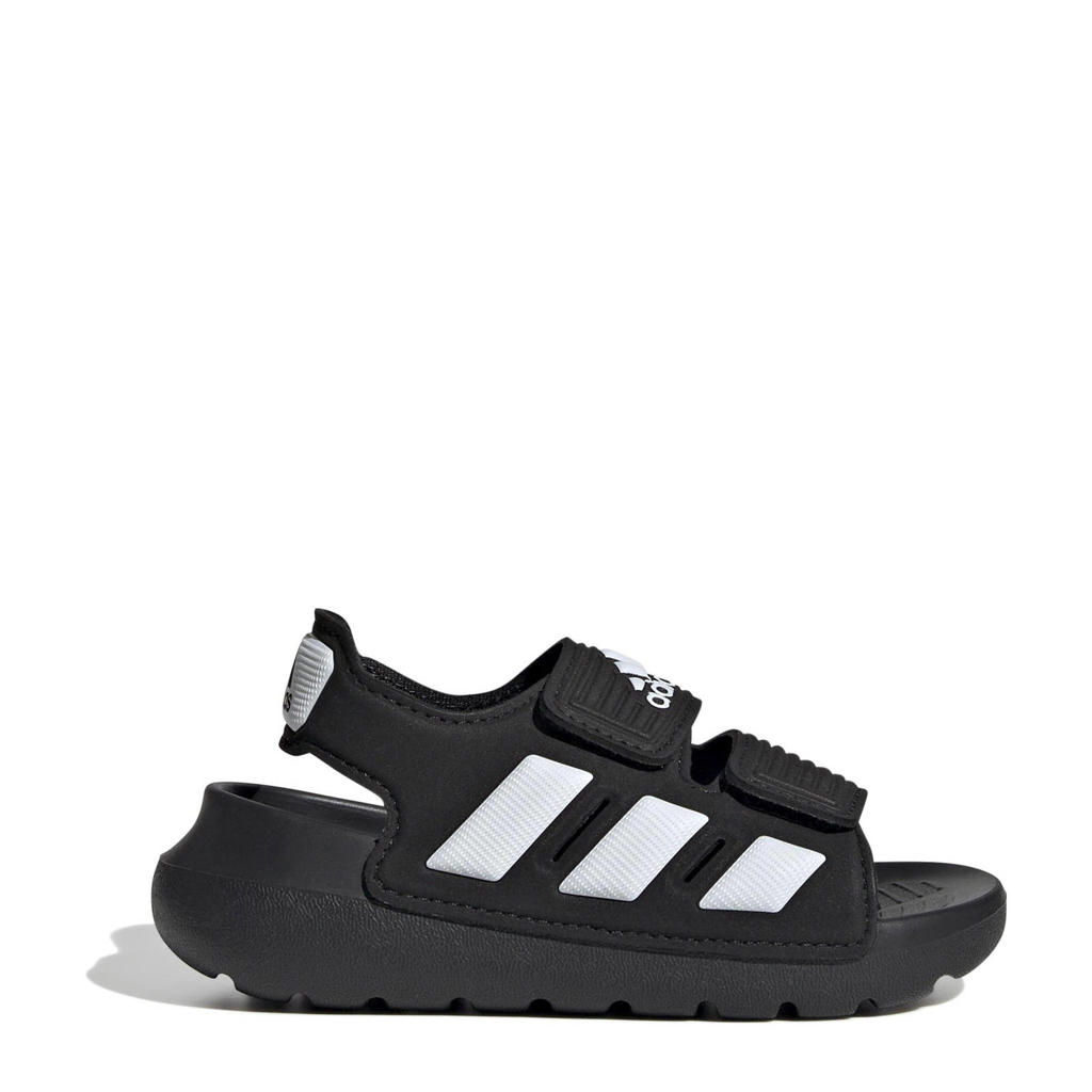 Zwart en witte jongens en meisjes adidas Sportswear waterschoen met klittenband en logo