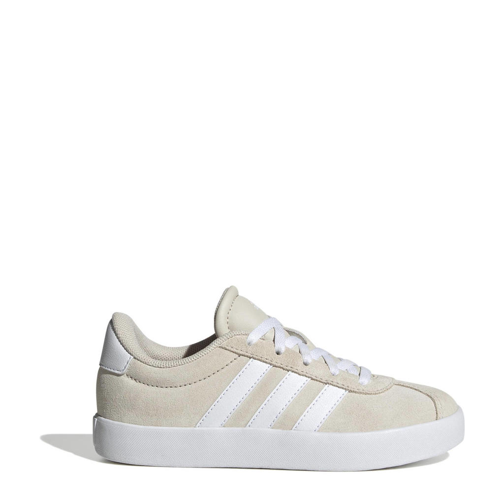 Beige en witte jongens en meisjes adidas Sportswear VL Court 3.0 sneakers van suède met veters
