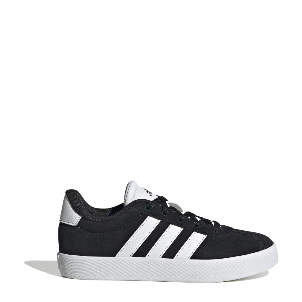 Zwart en witte jongens en meisjes adidas Sportswear VL Court 3.0 sneakers van suède met veters