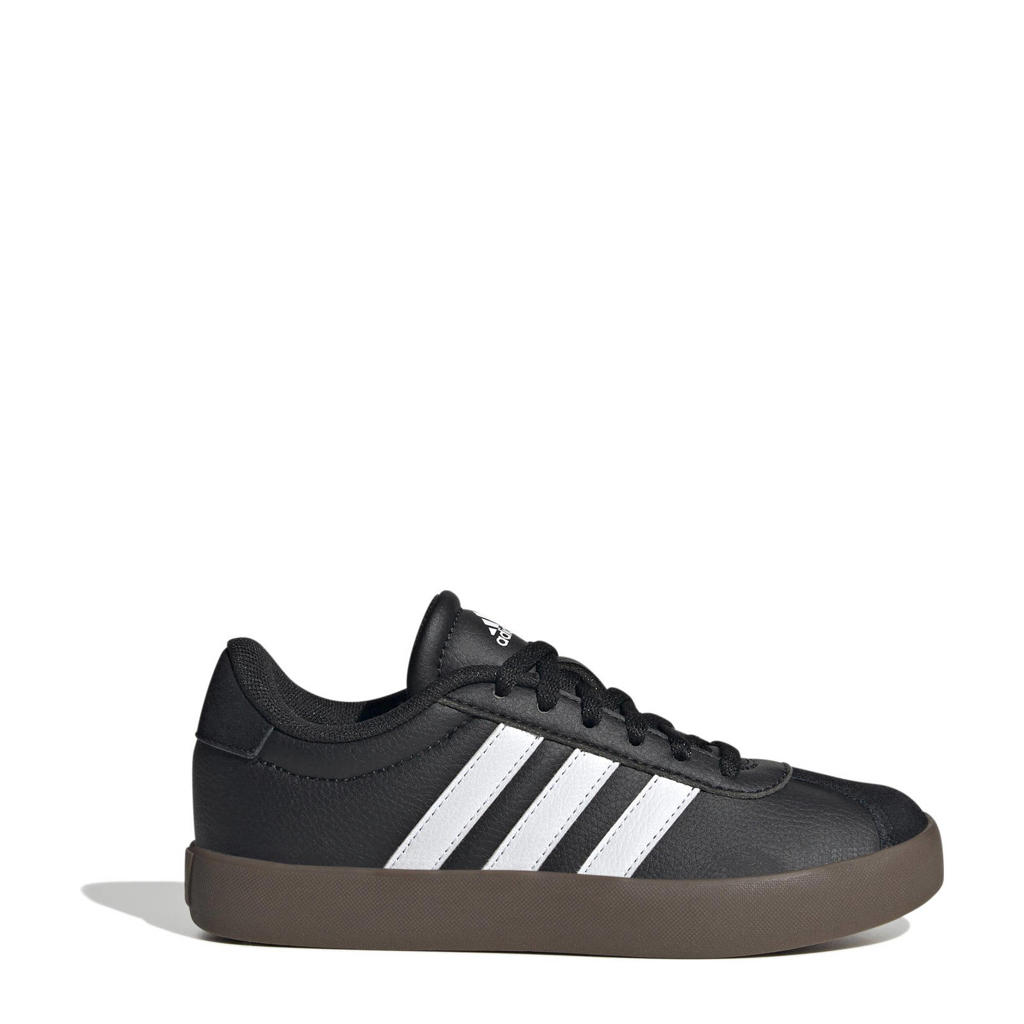 Zwart en witte jongens en meisjes adidas Sportswear VL Court 3.0 sneakers van imitatie leer/suède met veters