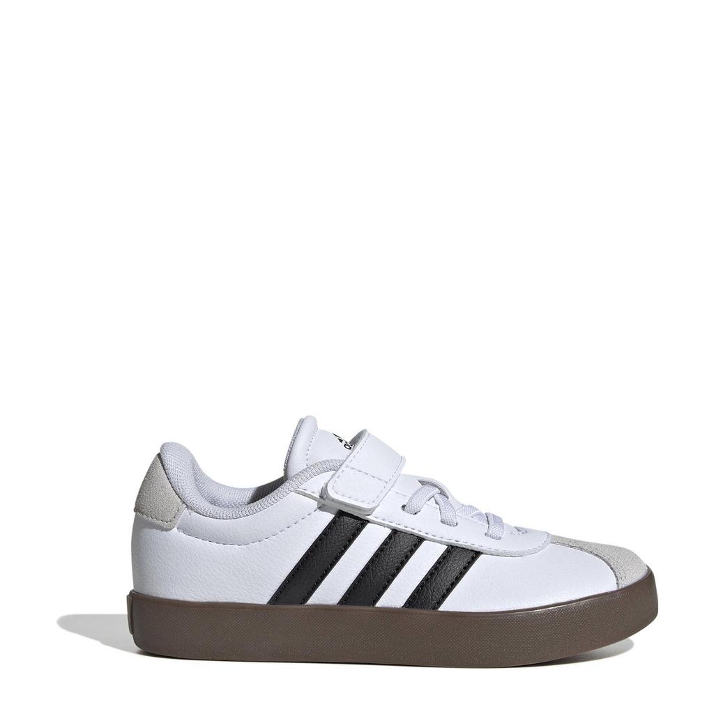 Wit, zwart en beige jongens en meisjes adidas Sportswear sneakers van suède met veter- met klittenbandsluiting