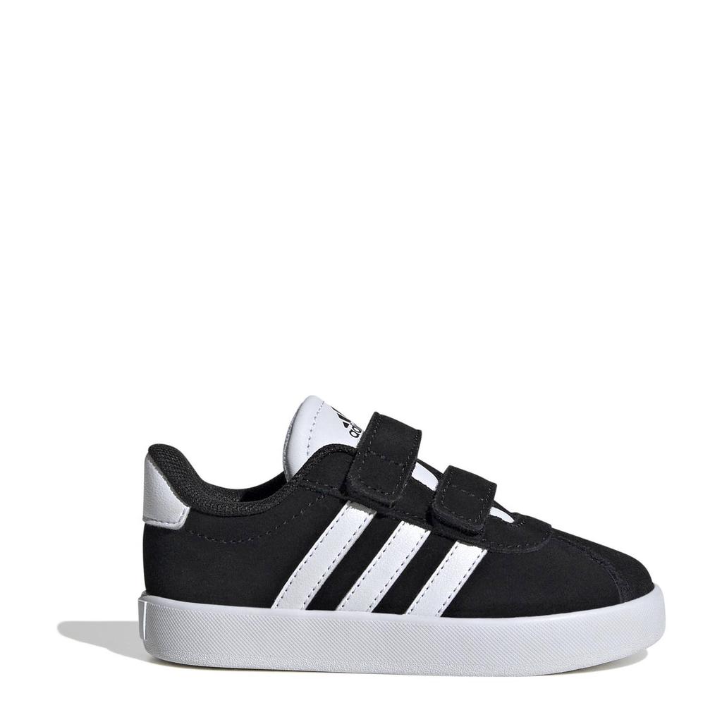 Zwart en witte jongens en meisjes adidas Sportswear VL Court 3.0 sneakers van suède met klittenband