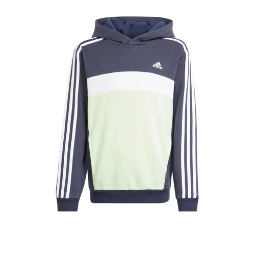 adidas Sportswear fleece hoodie donkerblauw/ecru/lichtgroen