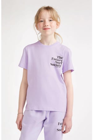 T-shirt met tekst lila