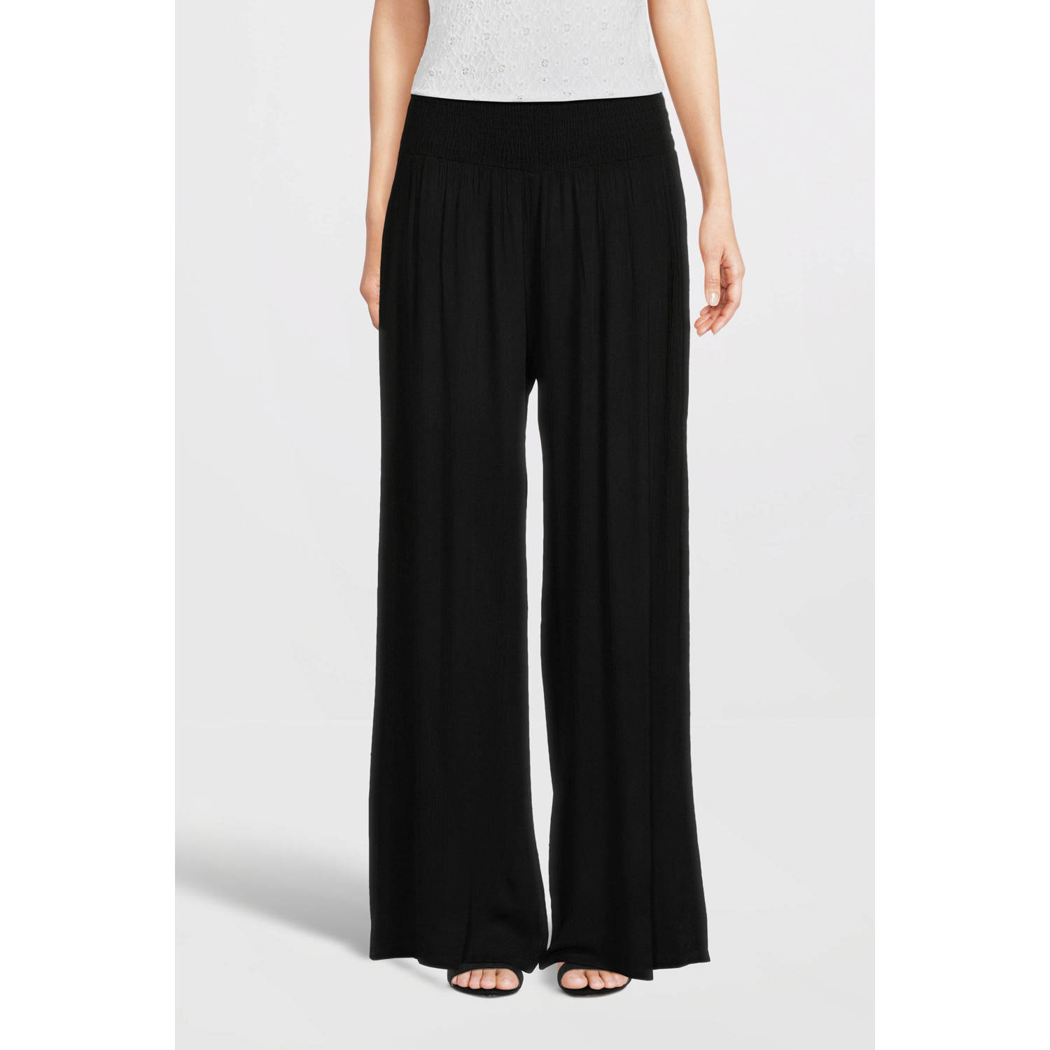 Imagine crinkle wide leg broek zwart