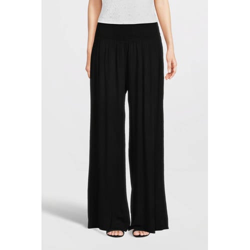 Imagine crinkle wide leg broek zwart afbeelding