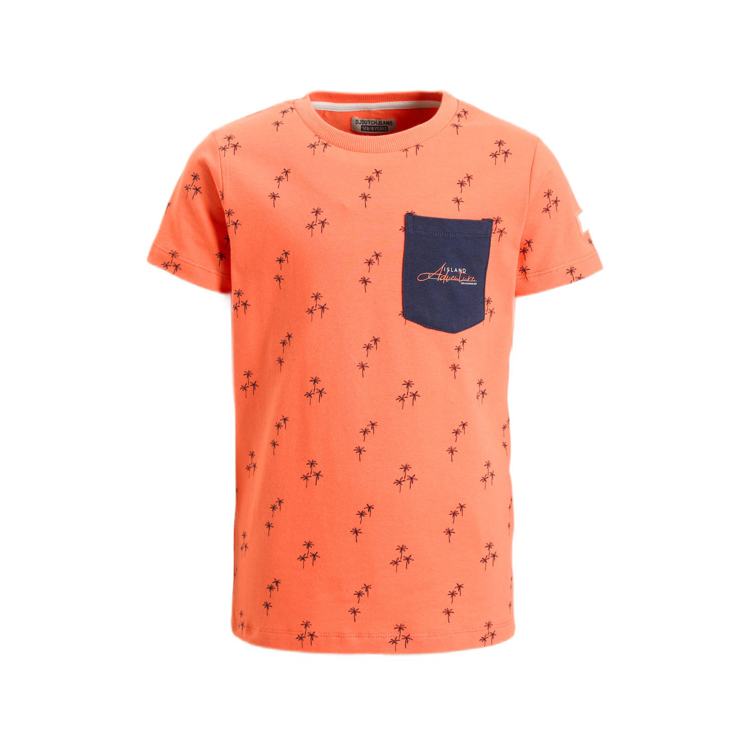 DJ Dutchjeans T-shirt ss met all over print oranje Jongens Katoen Ronde hals 104