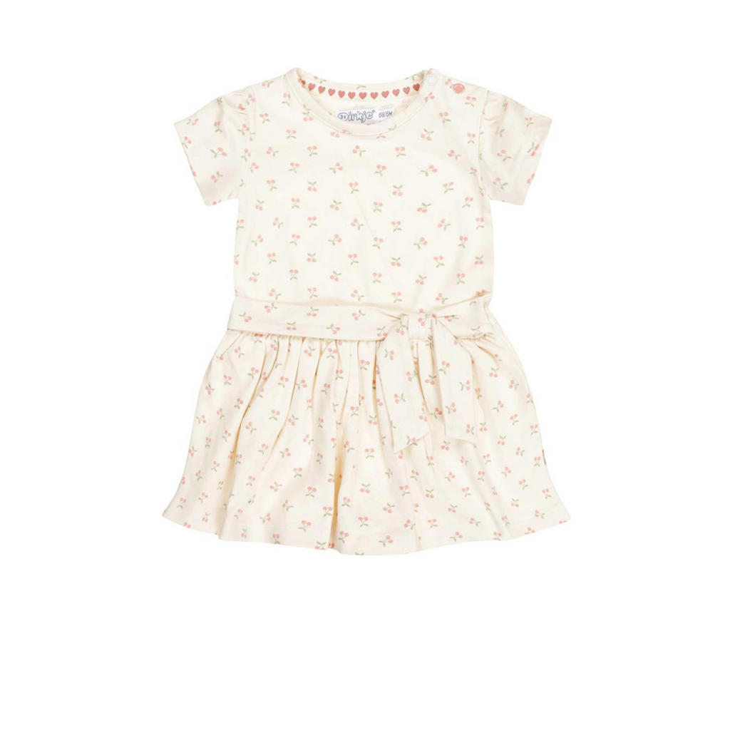 Witte meisjes Dirkje jurk Dress ss van katoen met korte mouwen en ronde hals