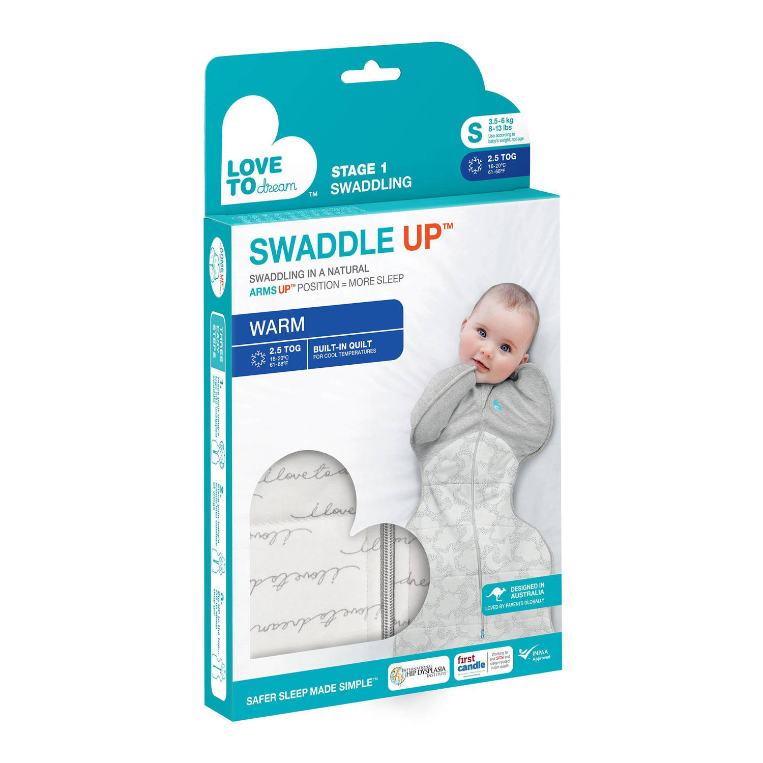 Love to Dream inbakerslaapzak Fase 1 Swaddle UP WARM 2.5 white