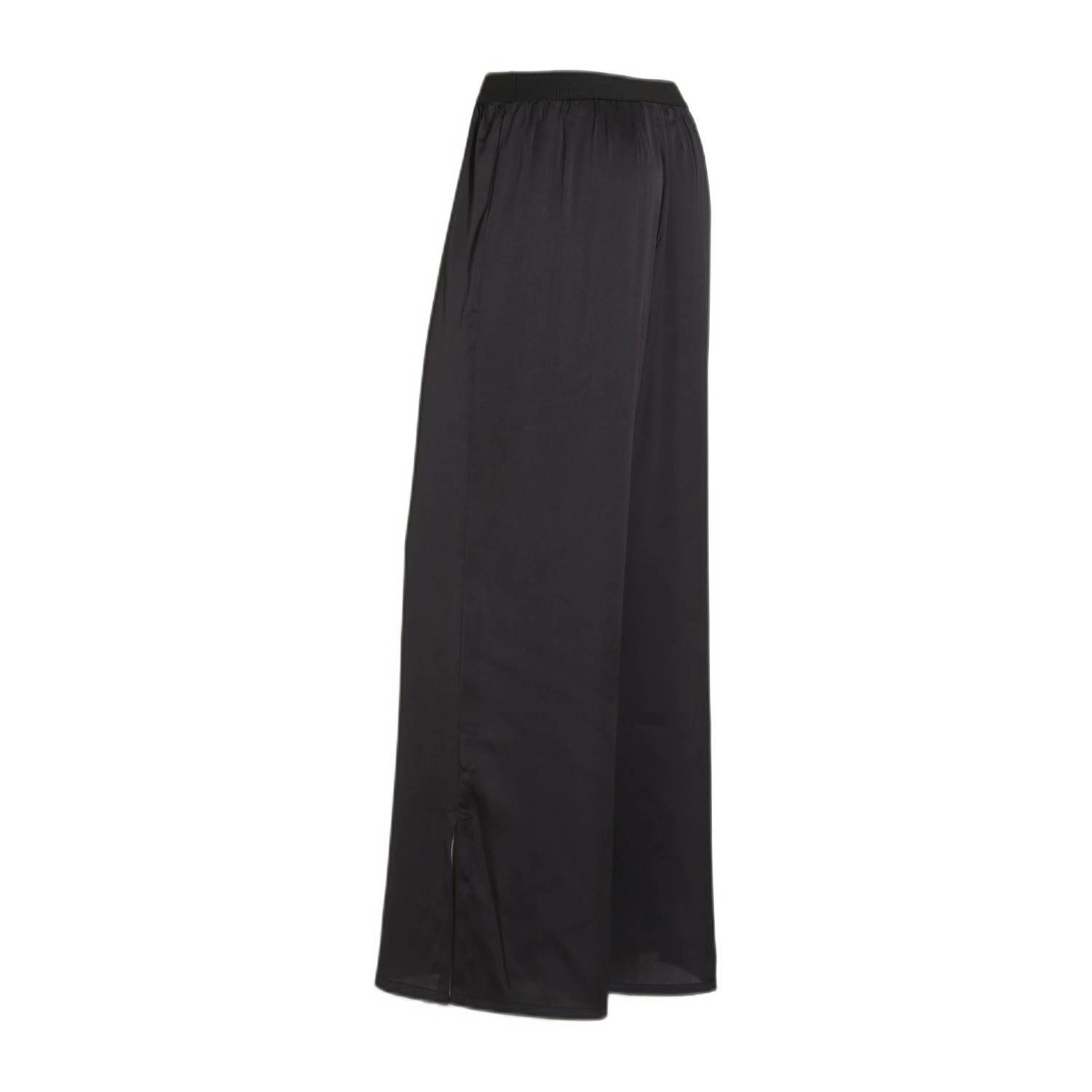 anytime Satijnen wide leg broek zwart