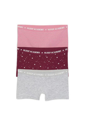boxershort - set van 3 grijs/roze/donkerrood