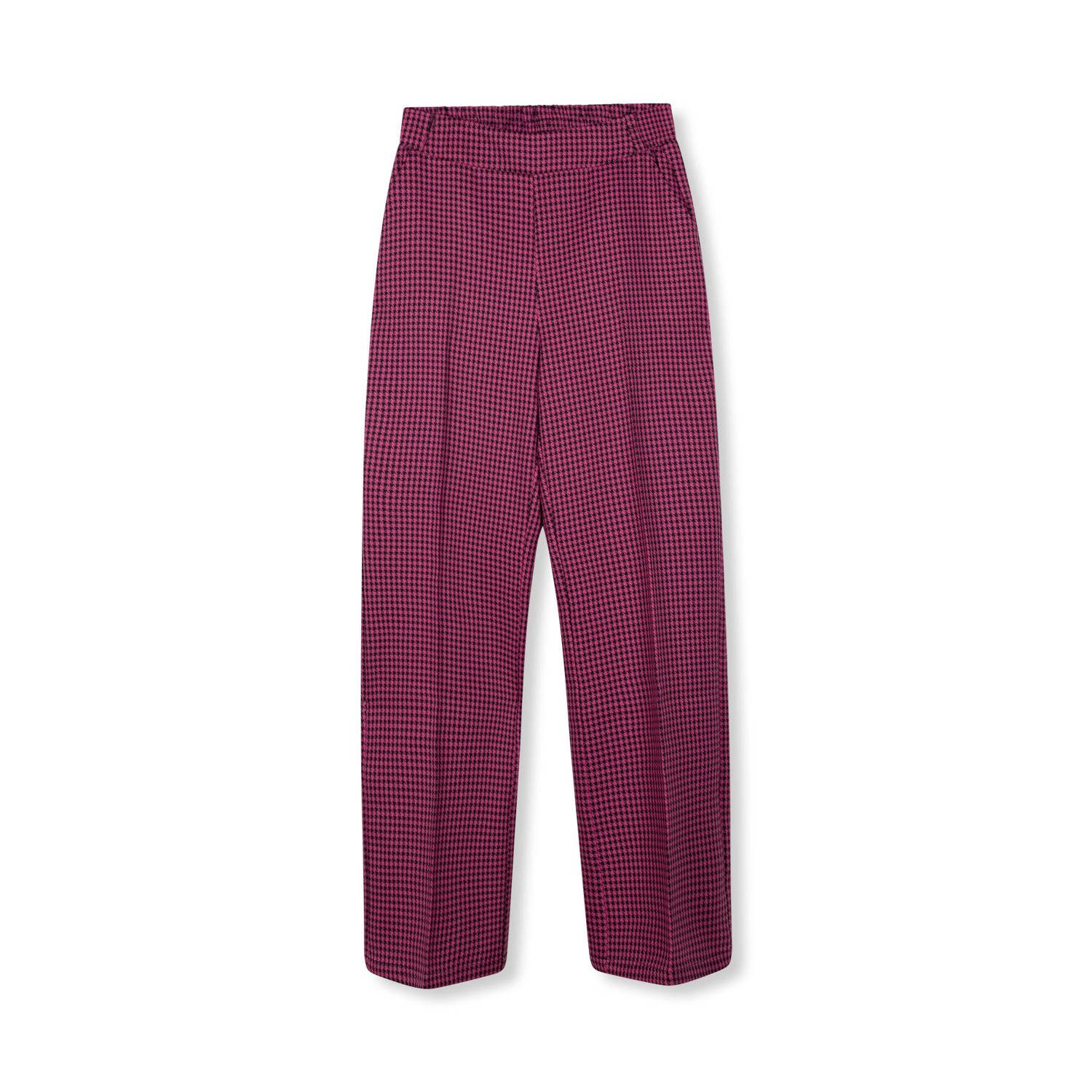 Refined Department high waist straight fit pantalon met pied-de-poule roze
