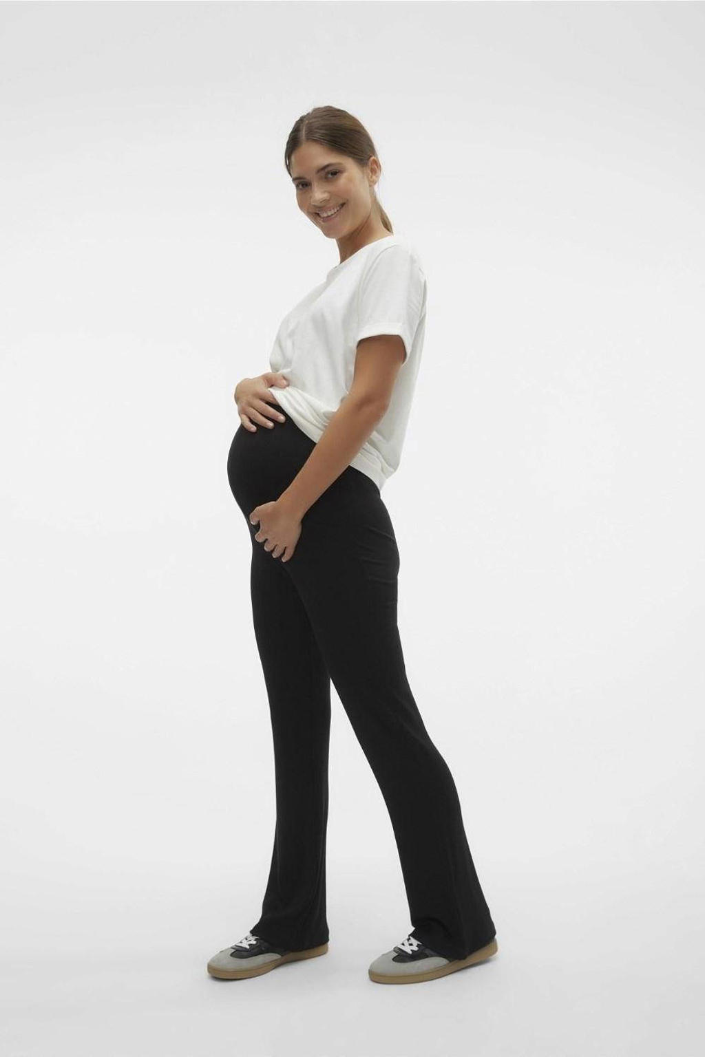 MAMALICIOUS high waist flared zwangerschapslegging MLBRYNJA zwart
