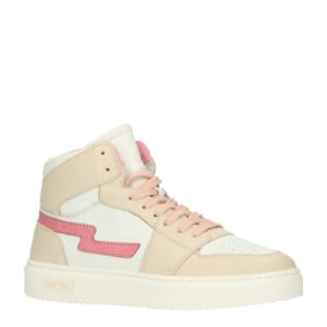   leren sneakers wit/roze