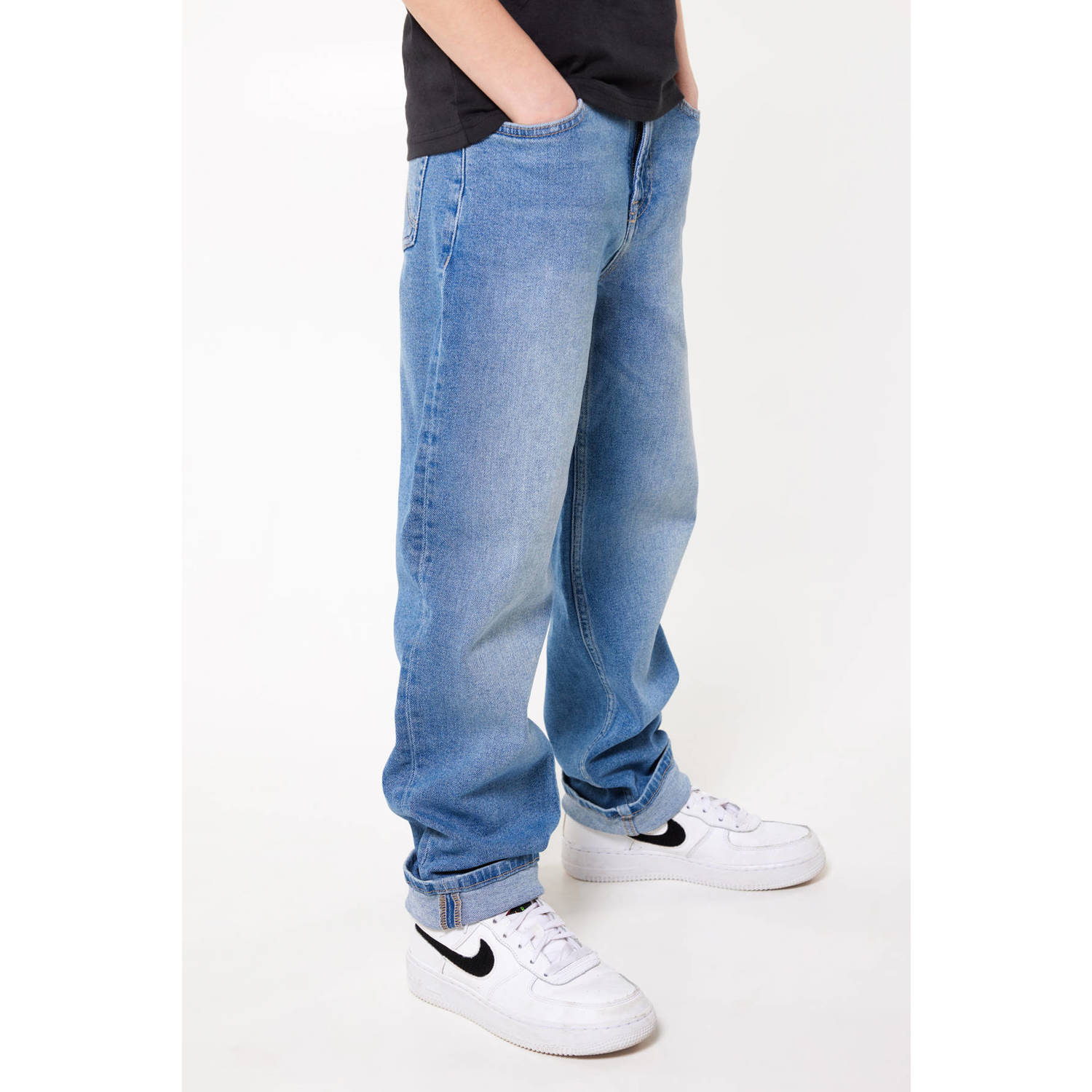 America Today loose fit jeans Dallas JR medium blue Zwart Jongens Denim 122 128