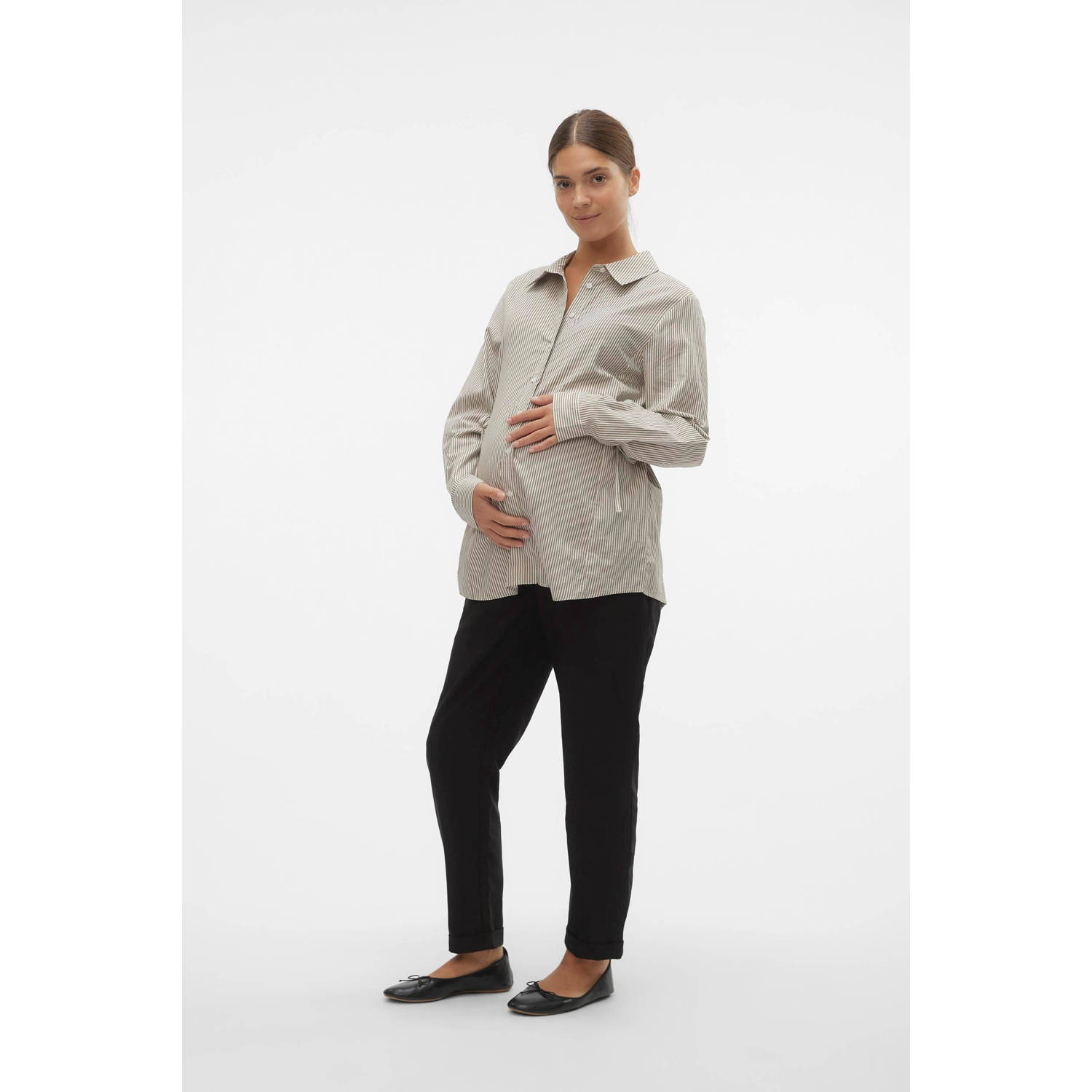 MAMALICIOUS cropped regular fit zwangerschaps chino MLLORA zwart