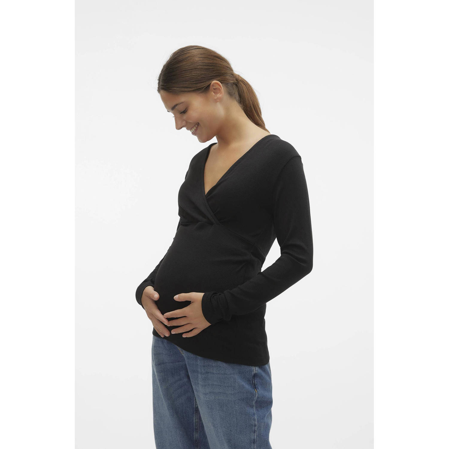 MAMALICIOUS zwangerschaps- en voedingslongsleeve MLBRYNJA zwart