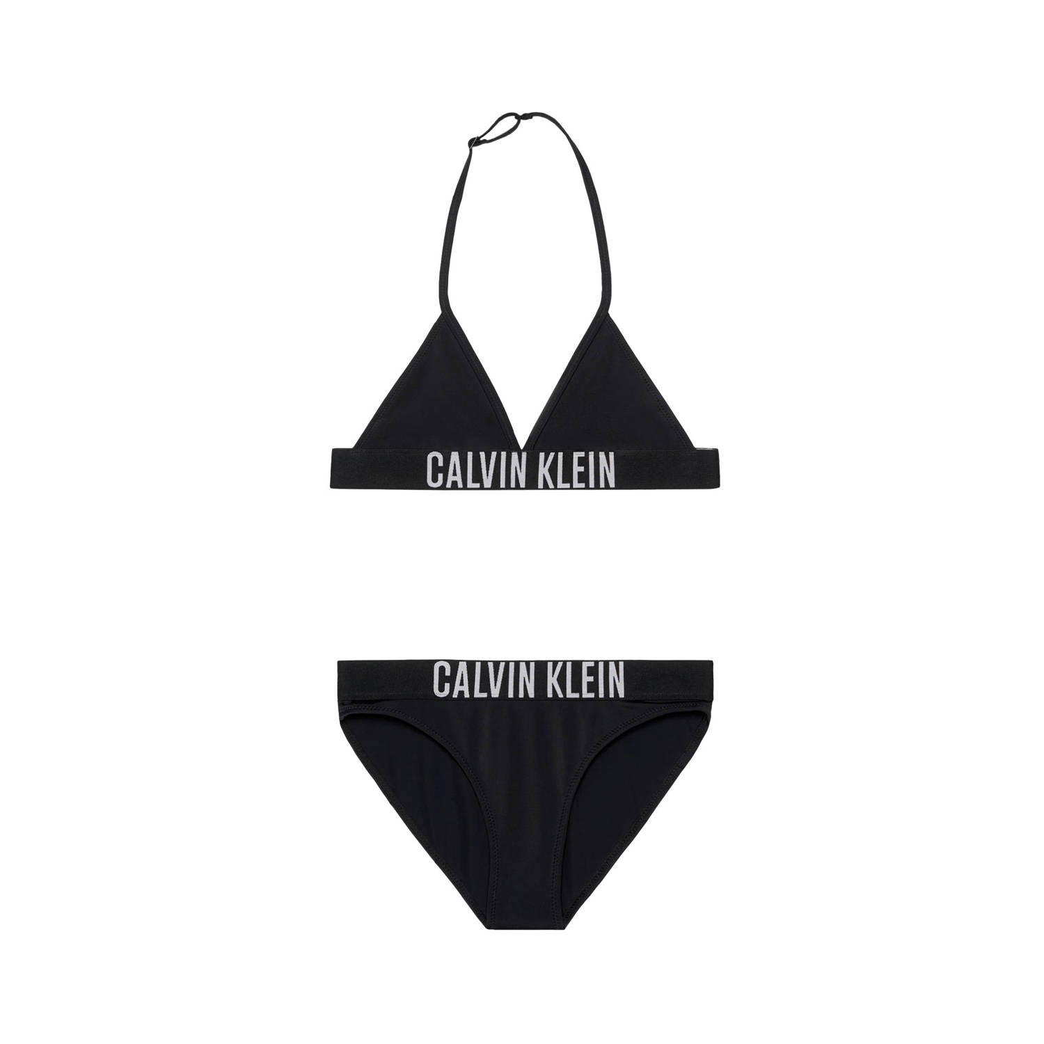 Calvin Klein triangel bikini zwart Meisjes Gerecycled polyamide Logo 140 152