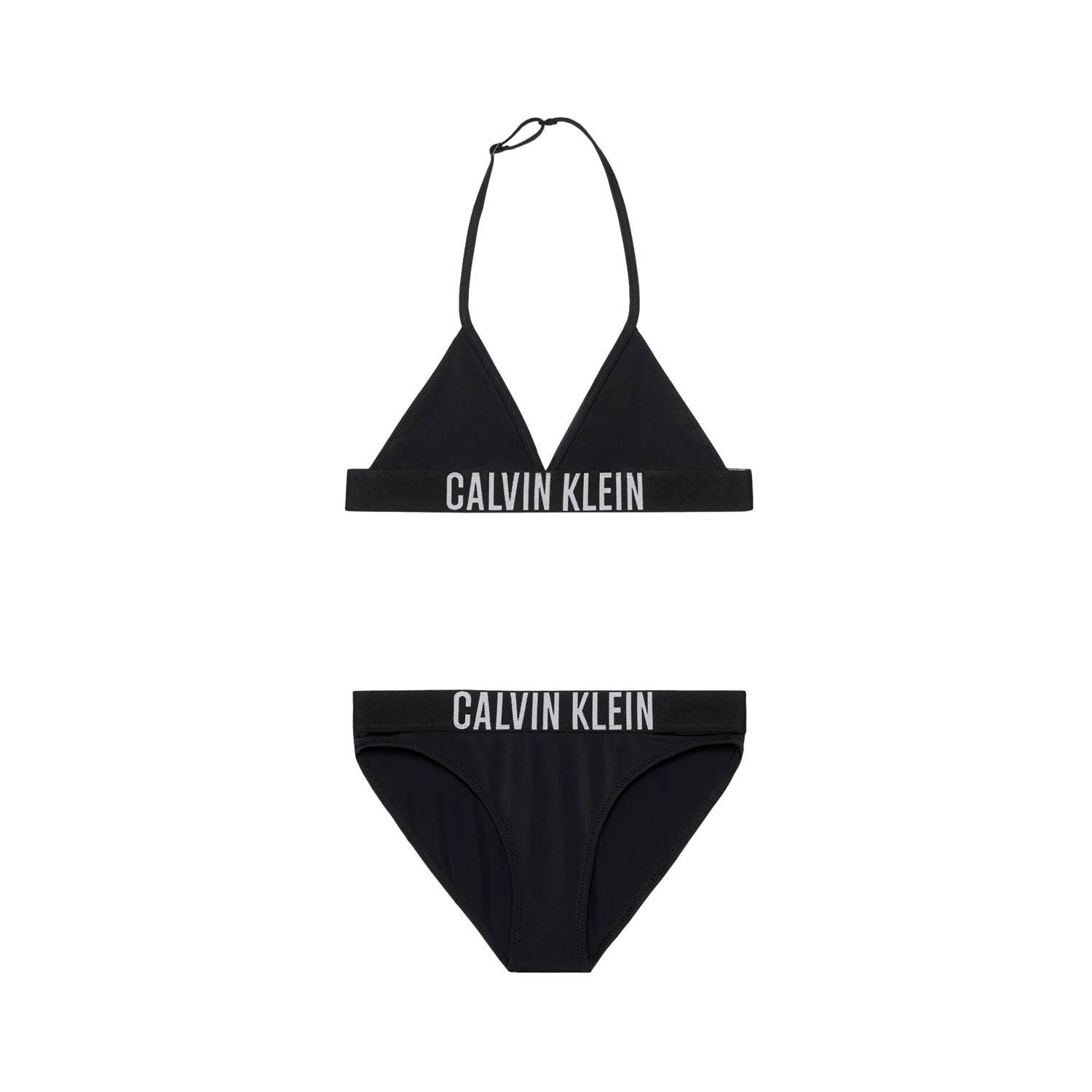 Calvin Klein triangel bikini zwart Meisjes Gerecycled polyamide Logo 140 152