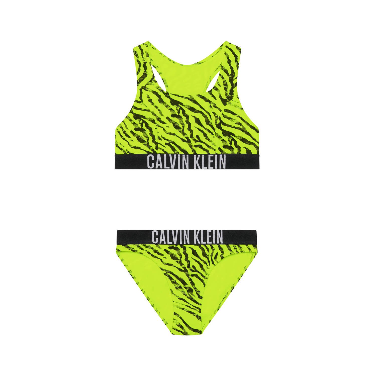 Calvin Klein crop bikini geel zwart Meisjes Gerecycled polyamide Zebraprint 128 140