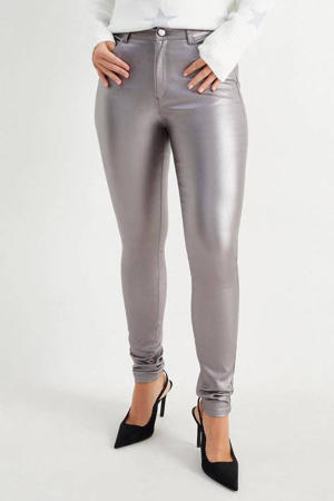 coated skinny broek zilver