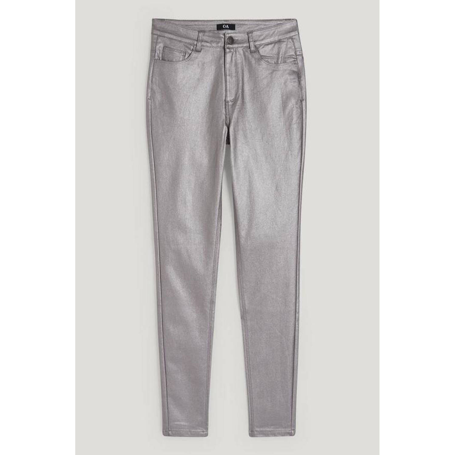 C&A coated skinny broek zilver