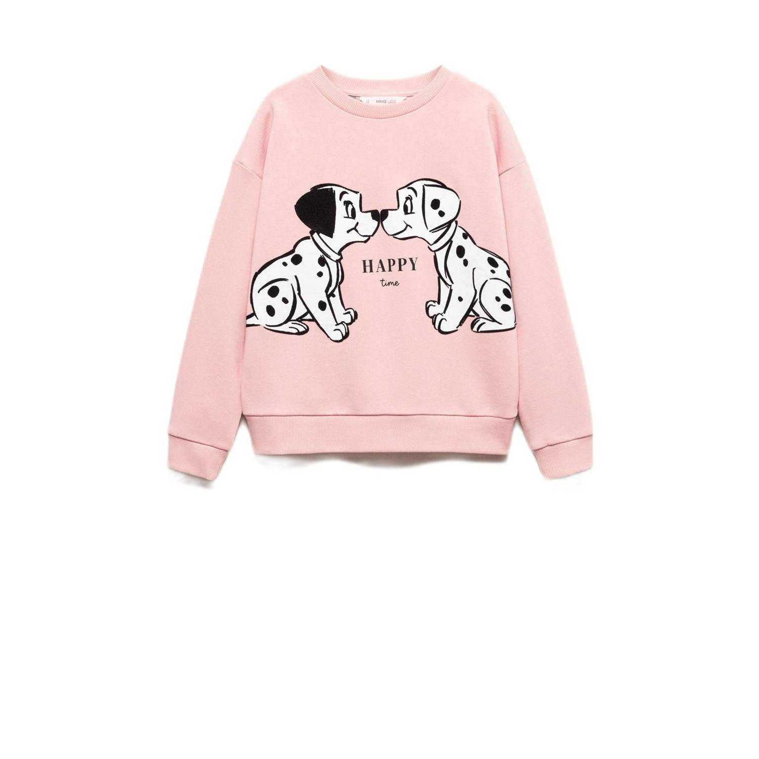 Mango Kids 101 Dalmatiërs sweater met printopdruk lichtroze wit