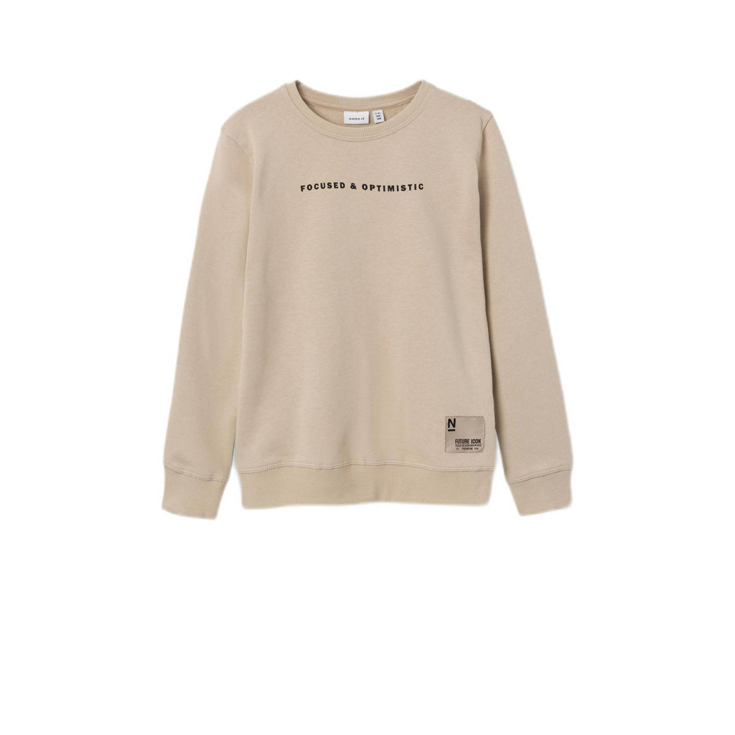 Name it KIDS sweater NKMTAMAGNUS met backprint beige Backprint 122 128