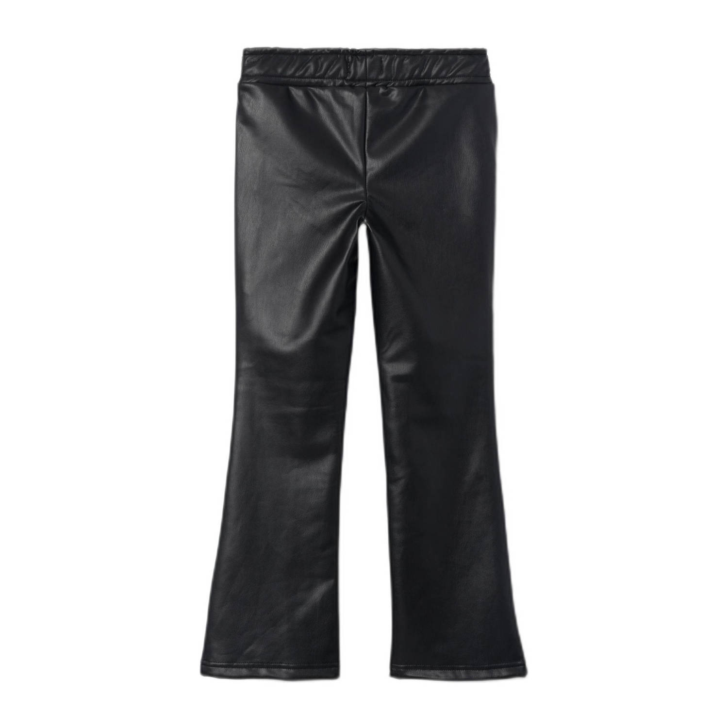 NAME IT KIDS imitatieleren flared broek NKFTAPU BOOTCUT zwart