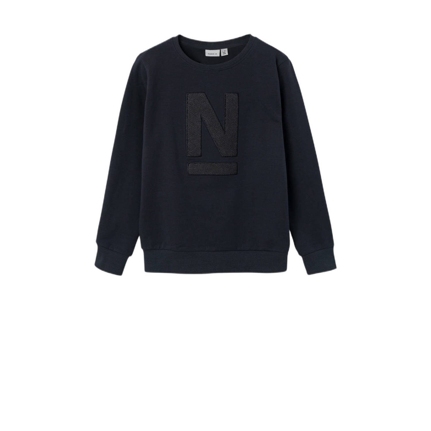 NAME IT KIDS sweater NKMTOMANSE LS SWEAT BRU met logo zwart